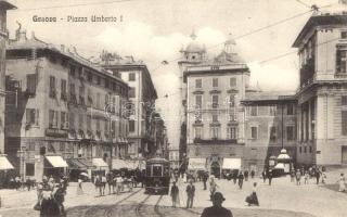 Genova, Piazza Umberto I, A. Bianchi / square, tram 252, shop (EK)