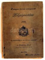 A Magyar Korona Országainak helységnévtára 1898. Szerk.: Jekelfalussy József. Bp., 1899, Pesti Könyvnyomda Rt. Laza vászonkötésben, a gerince hiányzik, az első néhány lap kijár.