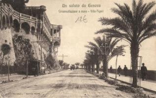 Genova, Circonvallazione e mare, Villa Figari / sea road, tram, villa (EK)