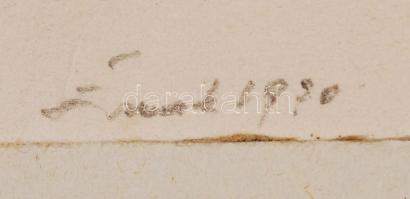 Olvashatatlan aláírás: Tihany. Rézkarc, papír, paszpartuban. 9x14,5cm