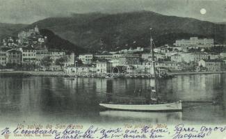 Sanremo, Vue prise de Mole / port, nicht, sailing boat (EK)