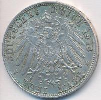 Német Államok / Bajorország 1914D 3M Ag III. Lajos T:2- German States / Bavaria 1914D 3 Mark Ag Ludwig III C:VF 