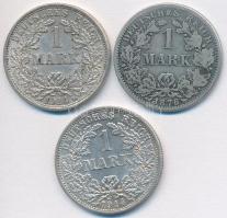 Német Birodalom 1876A 1M Ag + 1914F 1M Ag (2x) T:3,2 German Empire 1876A 1 Mark Ag + 1914F 1 Mark Ag (2x) C:F,XF