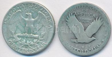 Amerikai Egyesült Államok 19?? 1/4$ Standing Liberty + 1957. 1/4$ Ag Washington T:3,2-