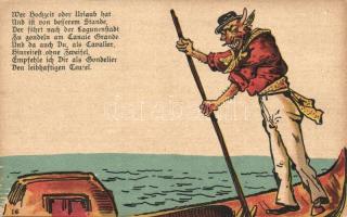 Krampus in a gondola, humour litho (Rb)