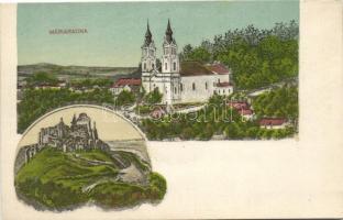 Máriaradna, templom, vár / church, castle (Rb)