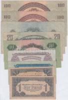 1944. 1P (2x) + 2P + 5P + 10P + 20P + 50P + 100P (2x) mindegyik "A Vöröshadsereg Parancsnoksága...