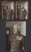 cca 1935-1940 Ismeretlen család negatívjai között talált katonatiszt, sok kitüntetéssel, későbbi másolat, 2 db fotó, 9x14 cm