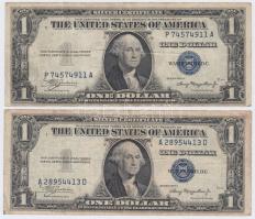Amerikai Egyesült Államok 1935. 1$ (2x) kék pecséttel T:III,III- USA 1935. 1 Dollar (2x) with blue seal C:F,VG