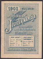 1902 A Pesti Hírlap jegyzék-naplója, június, ingyenes melléklet előfizetők részére, több korabeli reklámmal.