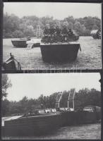 cca 1960 A csongrádi laktanya katonáinak pontonhídépítő gyakorlata szárazföldön, Hajdú János csongrádi fényképész hagyatékából, 4 db kontakt másolat 9x14 cm-es síkfilmről