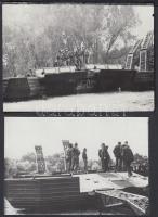 cca 1960 A csongrádi laktanya katonáinak pontonhídépítő gyakorlata szárazföldön, Hajdú János csongrá...