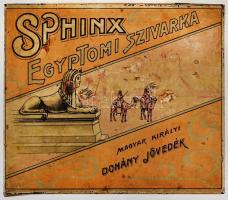 cca 1910 Sphinx egyiptomi szivarka. Fémdoboz / Tobacco metal box 13x14x4 cm
