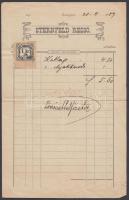 cca 1889 Esztergom, Sternfeld Rezső kereskedő divatáru-reklámja, hátlapján teljesített fizetésről sz...