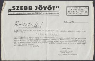 cca 1940 Értesítő a Szebb jövőt! levente képes hetilap megküldéséről és felszólítás annak terjesztésére.