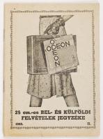 Odeon 25 cm-es Bel-és külföldi felvételek jegyzéke. II. 1949. Füzetecske papír kötésben.