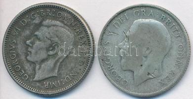 Nagy-Britannia 1923. 1Sh Ag "V. György" + Ausztrália 1946. 1Sh Ag "VI. György" T...