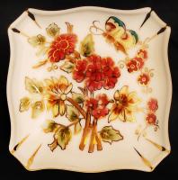 Kézzel festett Zsolnay bonbonniere, jelzett, hibátlan. / Hand painted chinaware bonbonniere 7x5 cm