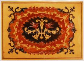 Intarziás zenélődoboz, fa, működik, 10×14 cm