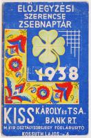 1938 Előjegyzési szerencse zsebnaptár. Kiss Károly és társa bank. Kitöltött