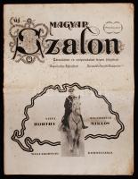 1938 Új Magyar Szalon - Ungarisches Salonblatt - Revue de la Société Hongorise, társadalmi és szépirodalmi folyóirat, III. évf. 20-21. sz., 1938. november. Sok korabeli fotóval, aktuális politikai hírekkel, érdekes írásokkal. Az elülső és az utolsó lap elválik.