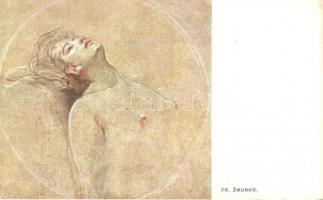 12 db RÉGI használatlan szignós (Zmurko, Axentowicz) motívumlap; művész, hölgyek / 12 old unused art...