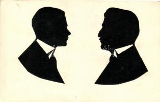 22 db főként RÉGI motívumlap; sziluett művész, üdvözlő és zenész / 22 mostly old motive cards; silho...