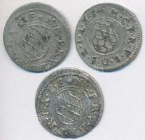 Német Államok / Bajorország 1623-1624. 3Kr Ag "IV. Miksa" (3x) T:2-,3 egyik hullámos
Germa...