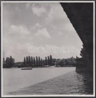 cca 1930-1940 Reich Péter Cornel: Budapest, a Margit-híd alól fényképezve a Margitsziget egy részlete, pecséttel jelzett fotó, 18x17 cm
