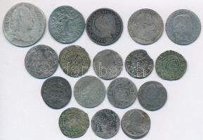 Vegyes: 17db-ból álló magyar és külföldi kis ezüstpénz tétel, közte krajcárok, denárok T:vegyes