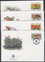 WWF Scarlet ibis set 4 FDC, WWF skarlát íbisz sor 4 FDC