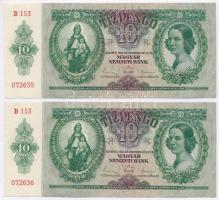 1936. 10P (2x) Egymást követő sorszámmal T:I