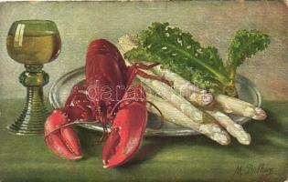 17 db RÉGI motívumlap sok lithoval; művész, csendélet, virág / 17 old motive cards with many lithos;...