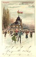 1899 Budapest XIV. Városliget, korcsolyázók, Kosmos litho (EK)