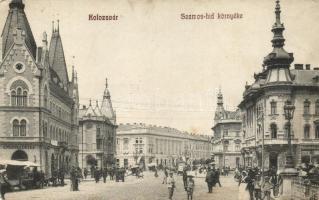Kolozsvár, Szamos híd környéke, Wertheimer üzlete, gyógyszertár, kiadja Sámuel S. Sándor / bridge, shop, pharmacy (ázott / wet damage)