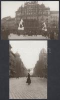 1919 Budapesti városképek a Tanácsköztársaság idejéből, 4 db fotólap, korabeli negatívokról készült ...