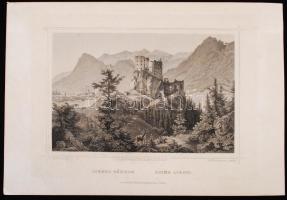 cca 1850 Ludwig Rohbock (1820-1883)- G. Heisinger: Likava várrom, Ruine Likava. Acélmetszet, jelzett...