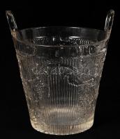 1 db szüretelő dézsa alakú üvegtál, oldalán szőlőmotívumos díszítéssel, alján kisebb kopásokkal, d: 8-12 cm, m: 15,5 cm