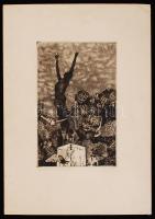 Maurer Dóra (1934-): Madách emlékmű. Rézkarc, karton, jelzett, 29×18 cm