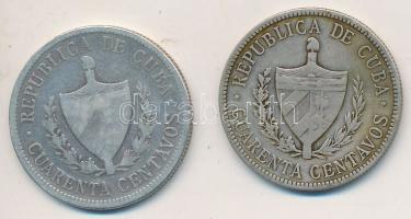 Kuba 1915-1916. 40c Ag (2x) T:3 Cuba 1915-1916. 40 Centavos Ag (2x) C:F