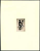 cca 1930 Kéményseprők újévi jókívánság kártyája, pornó rajz fotópapíron sokszorosítva, 5,5 cm x 3,5 cm