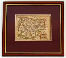 1628 Transylvania, (Erdély) Atlas Minor térkép 14 x 19 cm, bordó pasztpartúban, üvegezett keretben 31 x 35cm. Készítő: Jansonius / 1 map of Transsylvania: 14 x 19 cm; miliaria Germanica com, Creator: Jansonius