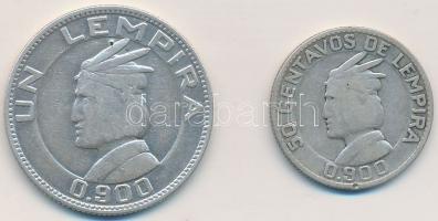 Honduras 1932. 50c Ag + 1935. 1L Ag T:2-,3 Honduras 1932. 50 Centavos Ag + 1935. 1 Lempira Ag C:VF,F