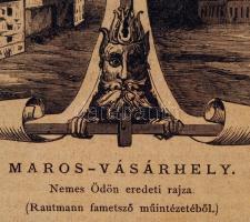 Nemes Ödön: Marosvásárhely. Fametszet, üvegezett keretben, 23x33 cm