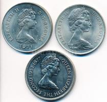 Gibraltár 1971. 25p Cu-Ni "Berber makákó" + 1977. 25p Cu-Ni "Ezüst Jubileum" + 1...