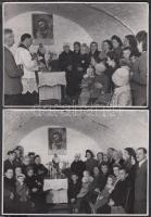 cca 1944-1950 Tiszavölgyi József: Budapesti óvóhelyek felszentelése, megáldása, 4 db fotó, 13x18 cm