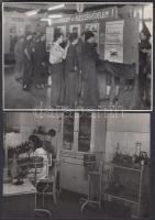 cca 1950 Tiszavölgyi József képriportja az Autótaxi vállalatnál (konyha, ebédlő, orvosi rendelő, faliújság), pecséttel jelzett 6 db fotó, 13x18 cm