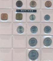 Vegyes fémpénz gyűjtemény klf országokból 13db berakólapon, közte Paraguay, Panama, Suriname, Chile ...