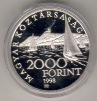 1998. 2000Ft Ag "Régi balatoni hajók II" T:PP Díszdobozban, tanúsítvánnyal!