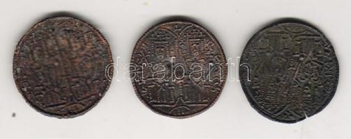 III.Béla 1172-1198. 3db rézpénz T:2/3,3/4 ph, lyuk